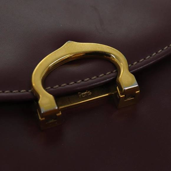 CARTIER Hand Bag Leather Wine Red Auth 81148 - Picture 14 of 16